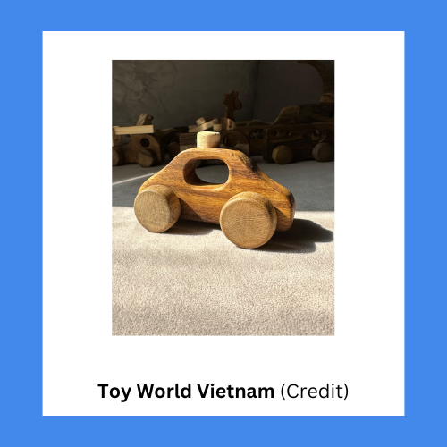 Toy World Vietnam Natural Wood Police Car Push Toy