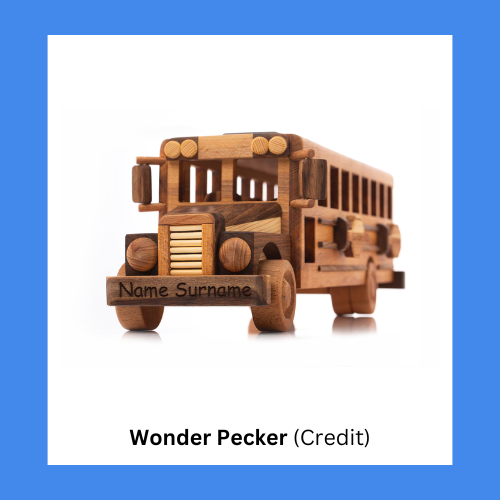 Wonder Pecker Hardwood Toy School Bus