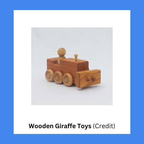 Wooden Giraffe Toys Toddler's Bulldozer With Peg Doll Driver