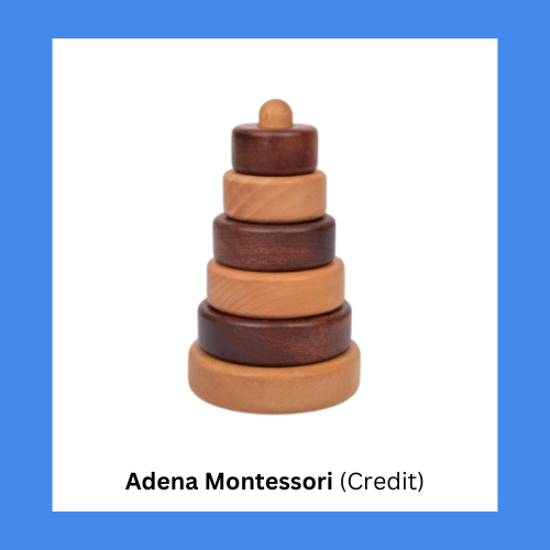 Adena Montessori Educational Two Tone Wooden Stacking Rings