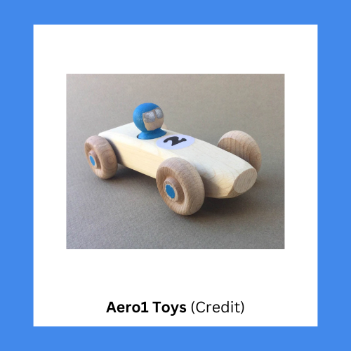 Aero1 Toys Wooden Racer Toy With Peg Doll Driver
