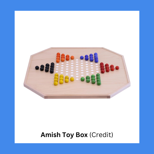 Amish Toy Box Wooden Chinese Checkers Game Board