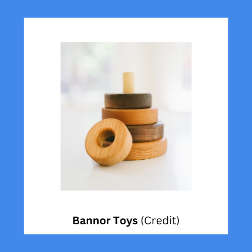 Bannor Toys Cherry And Walnut Wood Stacker Circles