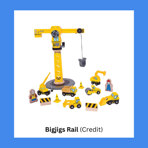 Bigjigs Rail Wooden Crane Construction Play Set