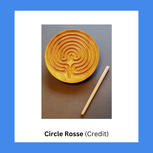 Circle Rosse Handcrafted Solid Wood Handheld Cretan Labyrinth
