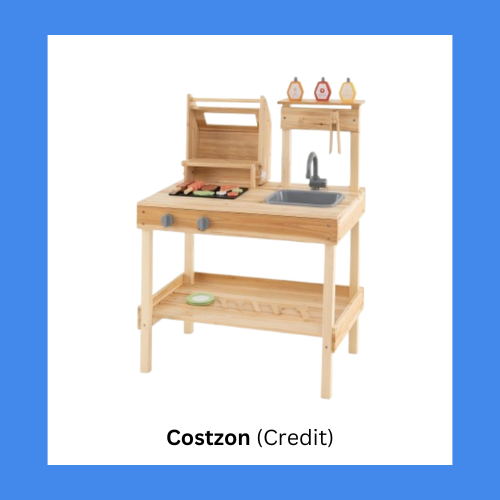 Costzon Raised Grill And Sink Wooden Playstand
