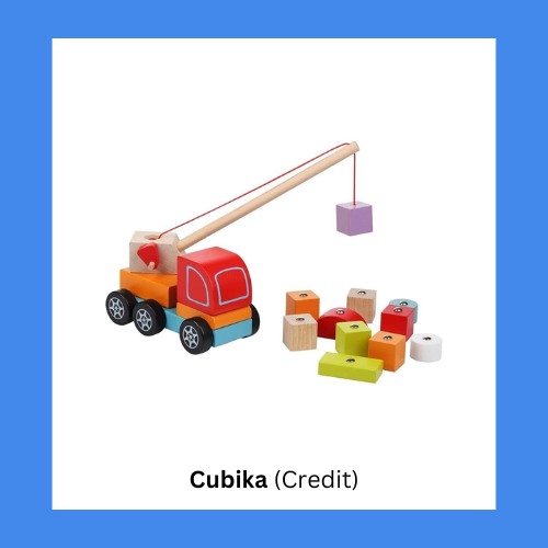 Cubika Magnetic Wooden Toy Truck Mounted Crane