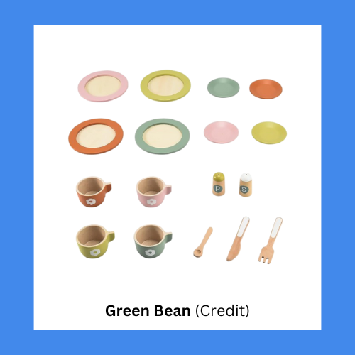 Green Bean Colorful Wooden Tableware Play Set