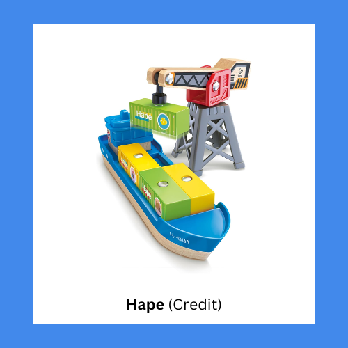 Hape Magnetic Wooden Toy Cargo Ship And Crane
