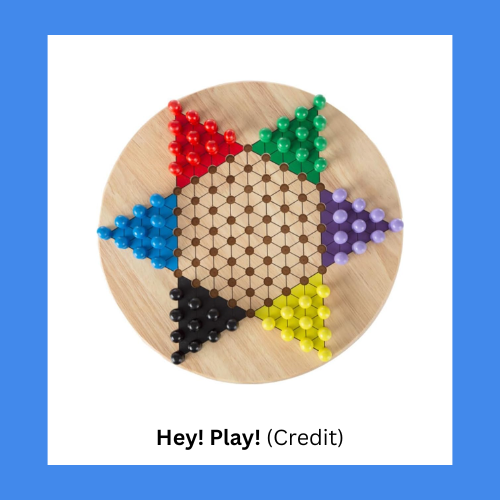 Hey Play Wooden Chinese Checkers Board With Grid Lines