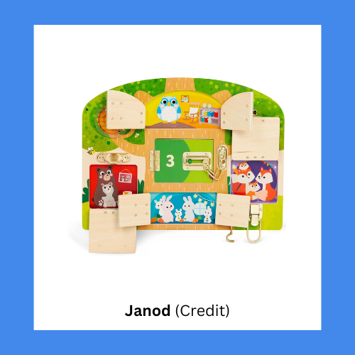 Janod Animals Inside Wooden Padlock Activity Board
