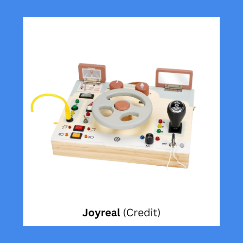 Joyreal Steering Wheel Wooden Busy Board With LED Lights