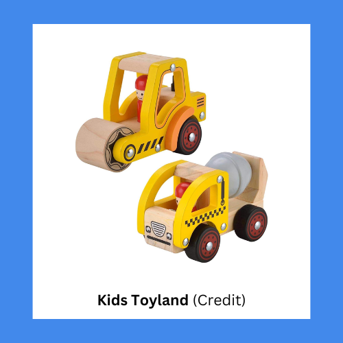 Kids Toyland Wooden Concrete Mixer And Road Roller