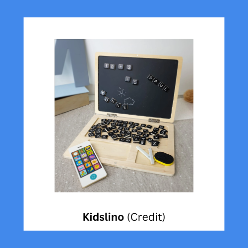 Kidslino Wooden Laptop with Magnetic Board
