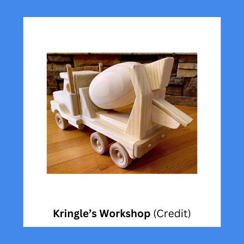 Kringle's Workshop Handmade Wooden Cement Truck