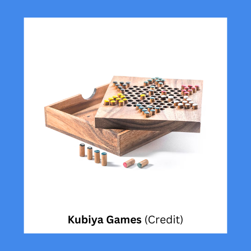 Kubiya Games Wooden Chinese Checkers Game With Wood Peg Pieces