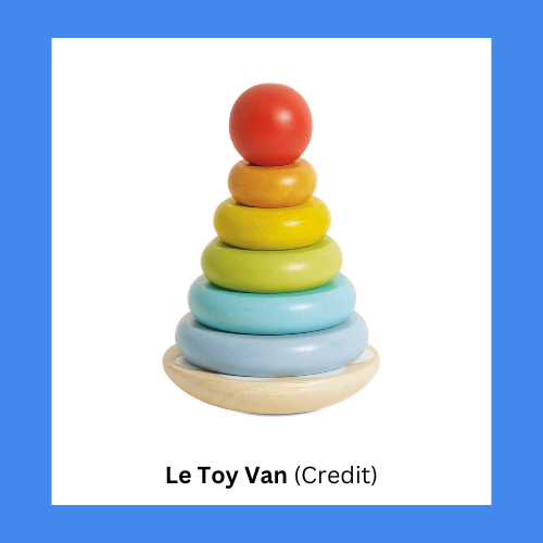Le Toy Van Wobble Base Wooden Rainbow Rings Stacker