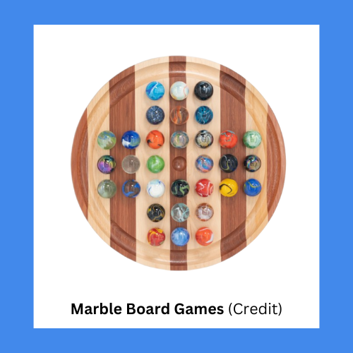 Marble Board Games Large 16 Inch Wooden Marble Solitaire Game