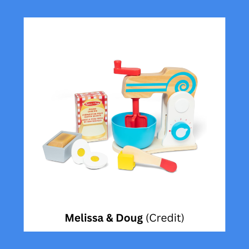 Melissa & Doug Wooden Kitchen Mixer Toy With Play Food