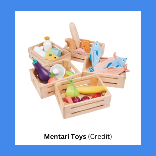 Mentari Toys Wooden Pretend Food Crate Toys