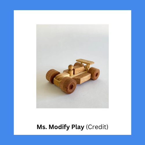 Ms Modify Play Handmade Wooden Toy Race Car With Peg Doll Driver