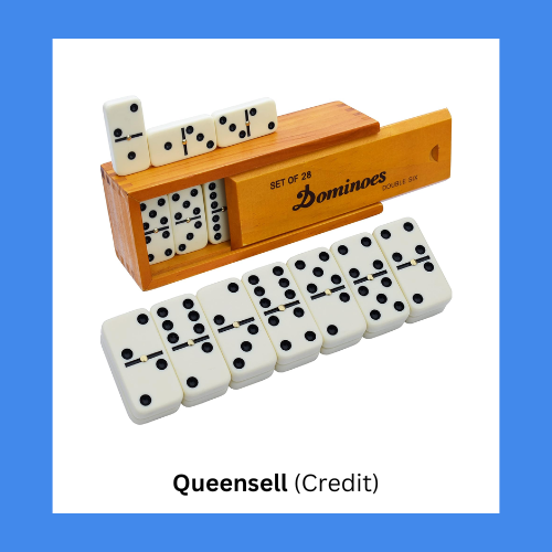 Queensell Dominoes Game Set With Wooden Box