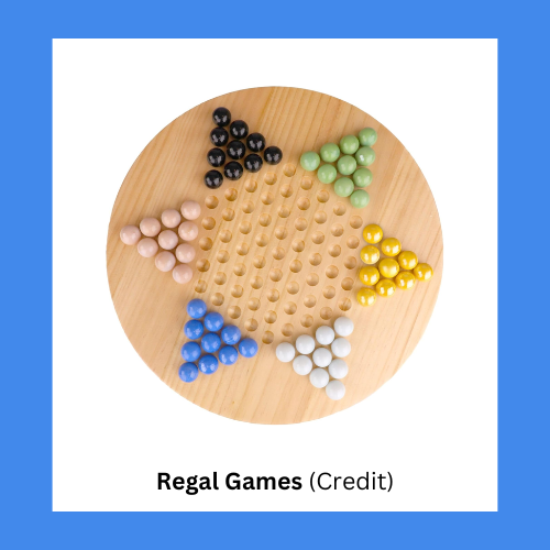 Regal Games Pasted Marble Pieces Wooden Chinese Checkers Board