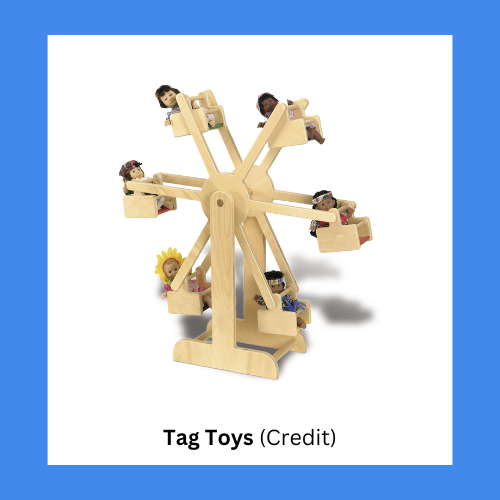 Tag Toys Large Unpainted Wooden Ferris Wheel Toy