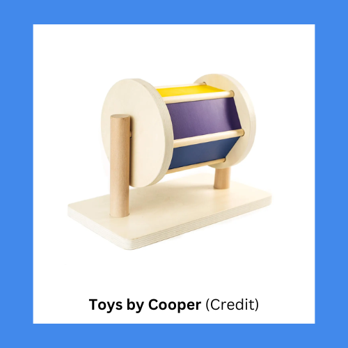 Toys By Cooper Wooden Spinning Drum Rattle Toy With Mirror