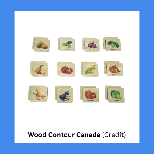 Wood Contour Canada Vegetable Matching Cards