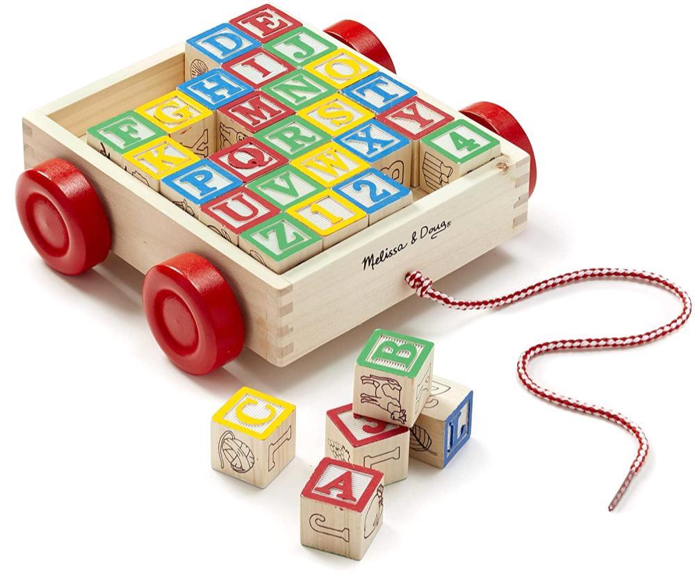 melissa and doug classic abc wooden block cart
