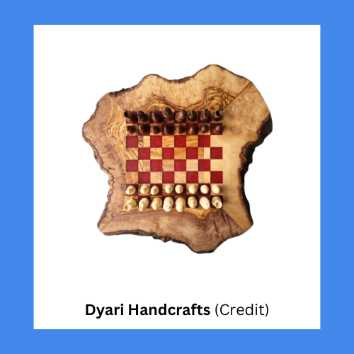 Dyari Handcrafts Bark On Oblong Wooden Chess Set