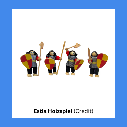 Estia Holzspiel Four Wooden Knight Bending Dolls