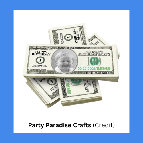 Party Paradise Crafts Custom Photo 100 Dollar Bill Play Money