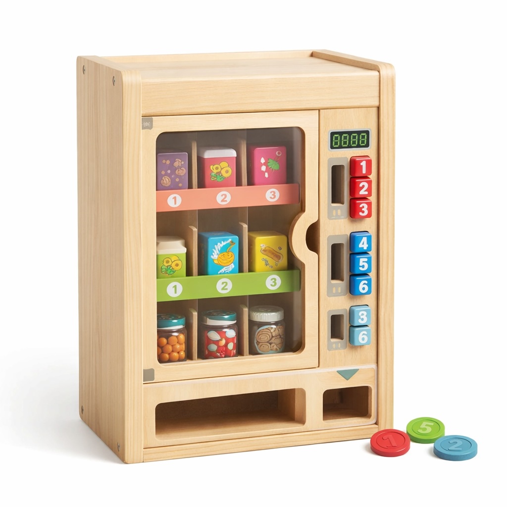 oddblocks wooden toy vending machine sample