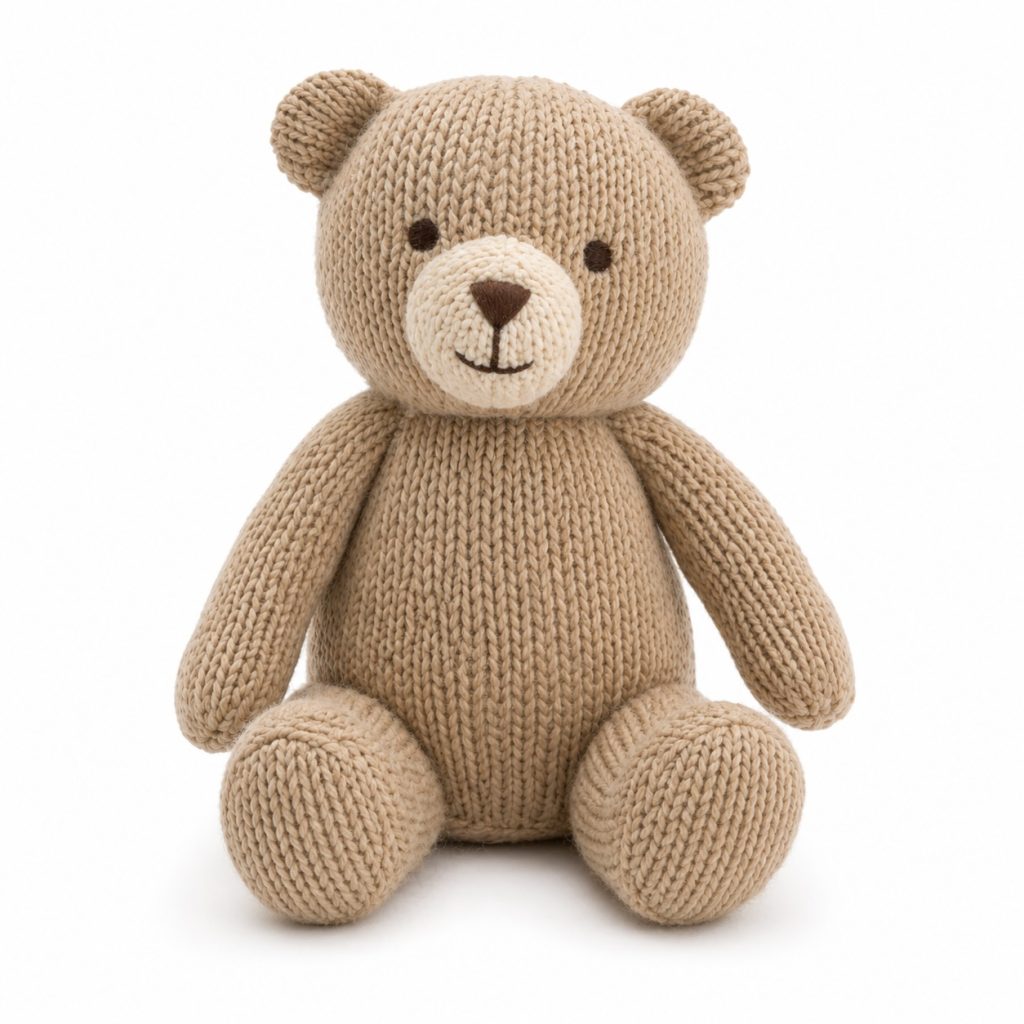 organic knit teddy bear oddblocks sample